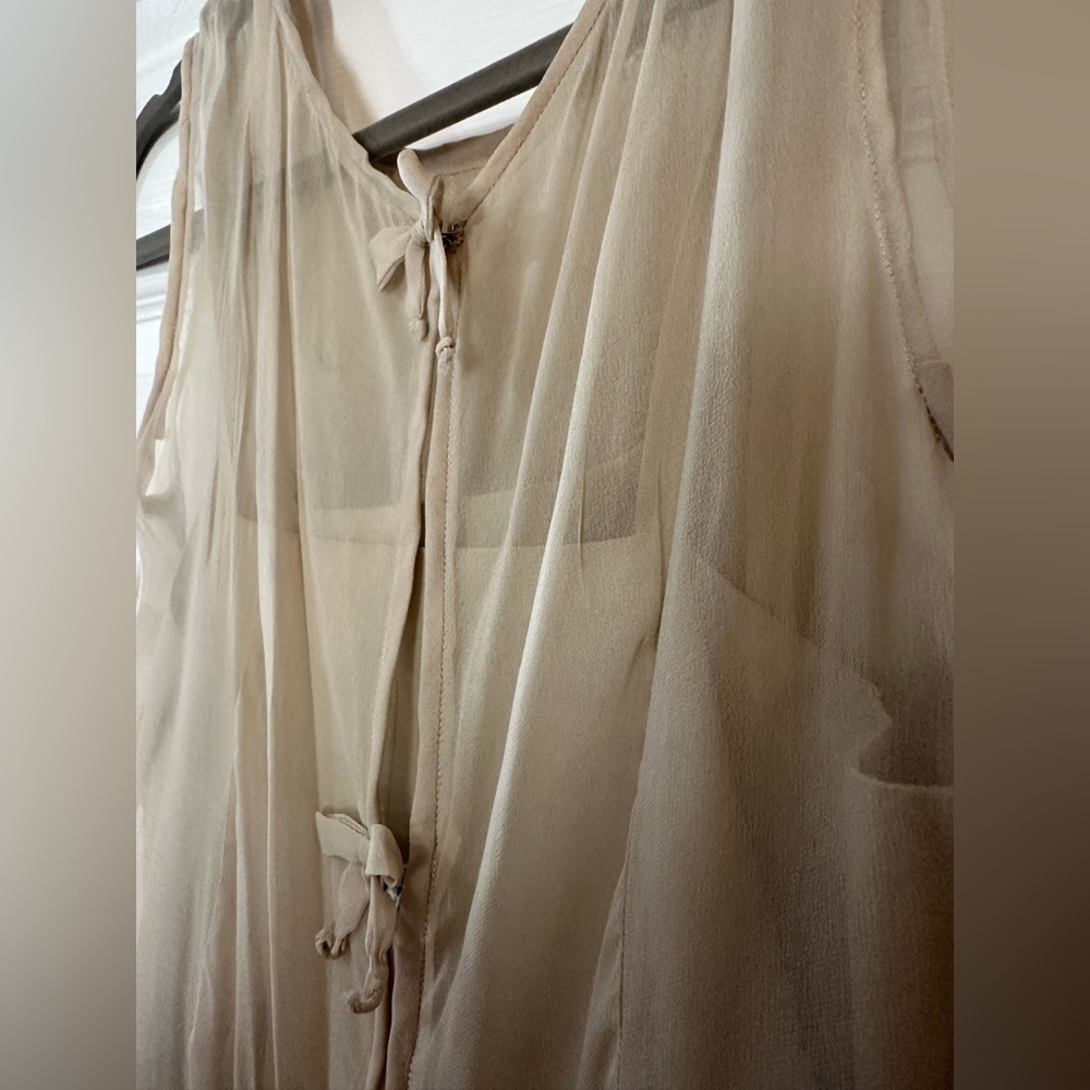 VTG Tulle and Lace Beige Midi Dress With Slip Size 4 - Picture 10 of 13